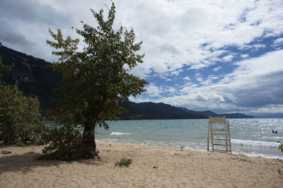 Scenic view of beach against sky