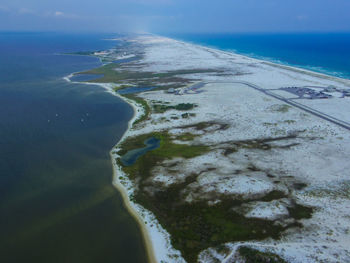 Aerial view of beach against sky