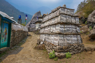 Exterior of temple against building