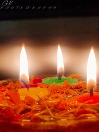 Close-up of burning candle