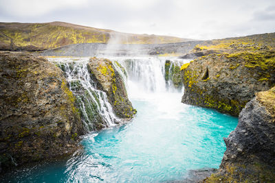 Scenic view of waterfall