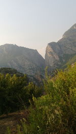 Scenic view of mountains against clear sky