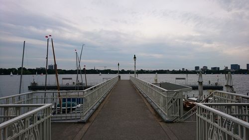 View of harbor against sky