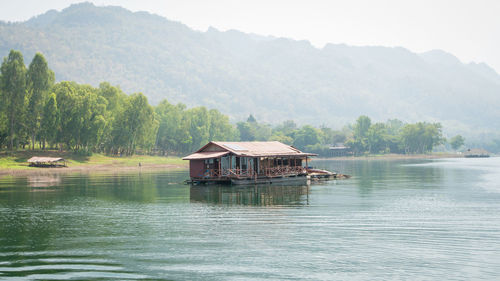 Stilt house in lake 