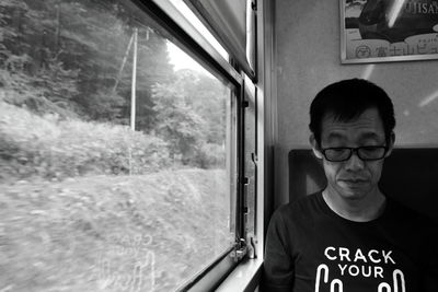 Man traveling in train