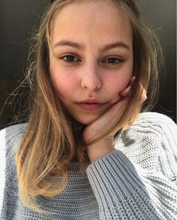 Close-up portrait of beautiful young woman