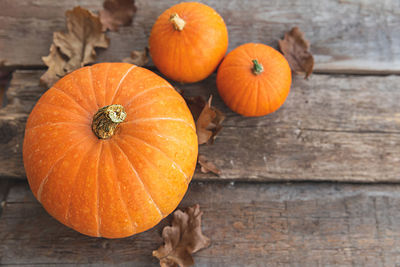 Directly above shot of pumpkin on table