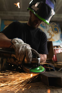 Man working on table