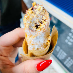 Close-up of person holding ice cream