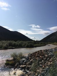 Scenic view of lake against sky