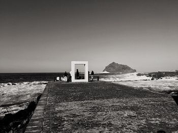 Scenic view of sea against clear sky