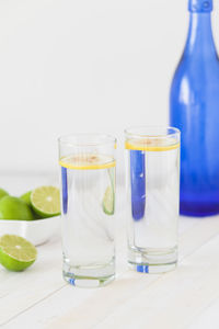 Glass of juice on table