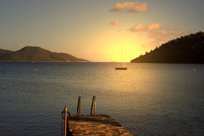 Scenic view of sea against sky during sunset