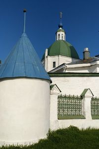 Exterior of building against clear blue sky