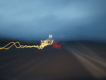 Light painting on road at night