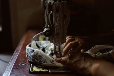 Close-up of person working