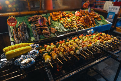 High angle view of food for sale