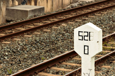 Information sign on railroad track