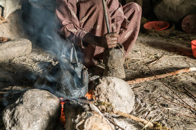 Woman cooking food