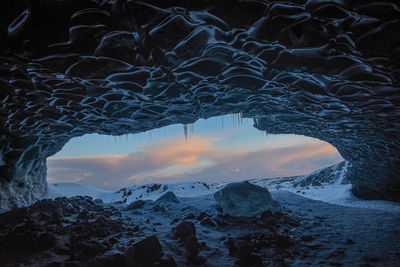 High angle view of snow covered mountain