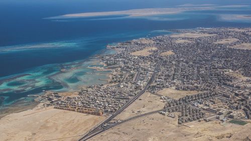 High angle view of beach