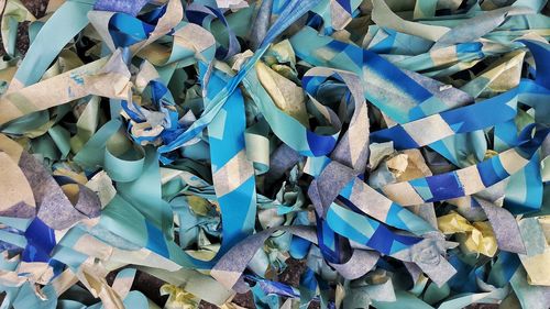 High angle view of colorful umbrellas
