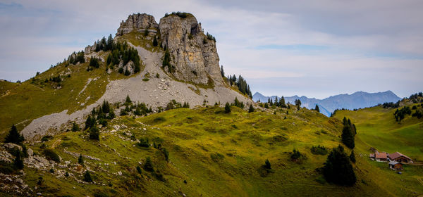 Scenic view of rocky mountains against sky