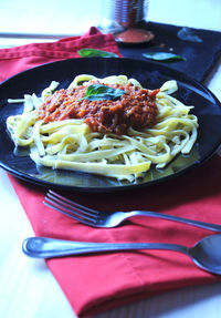 Close-up of meal served in plate