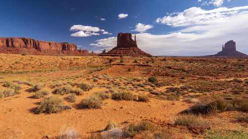 Rock formations on landscape against sky