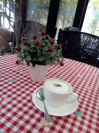 Coffee cup on table