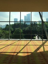 View of city through window