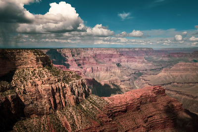 Scenic view of landscape against cloudy sky