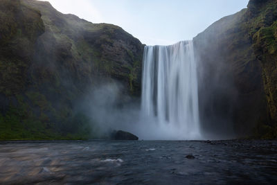 Famous skogafoss waterfall in the south of iceland ring road