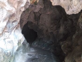 Close-up of rock formations in cave