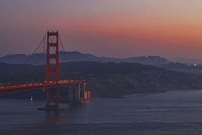 After sunset view on the golden gate bridge san francisco, california.