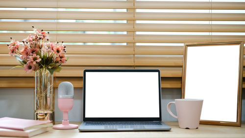 Laptop on table