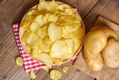 High angle view of food on table