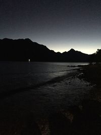 Scenic view of mountains at night