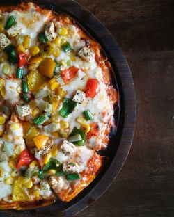 Close-up of pizza on table