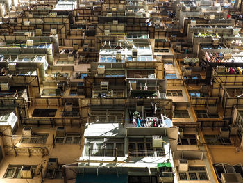 High angle view of construction site in city