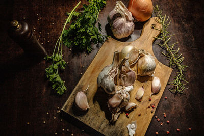 High angle view of food on table