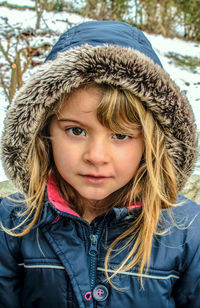 Portrait of girl in snow