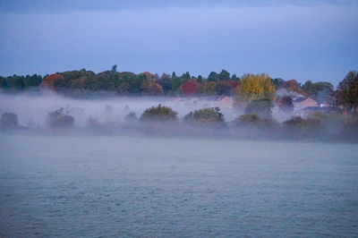 Scenic view of lake against clear sky