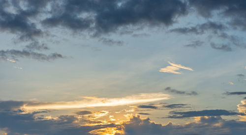 Low angle view of clouds in sky during sunset