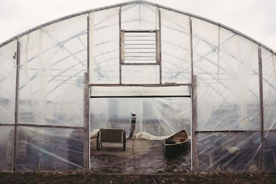 Interior of abandoned greenhouse