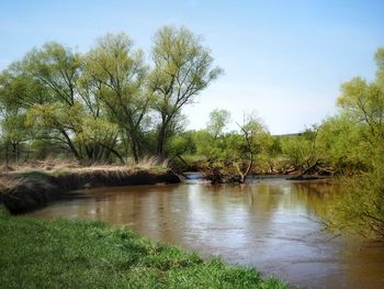 Scenic view of lake against sky