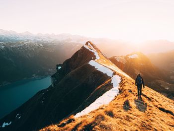 Scenic view of mountain against sky during sunset