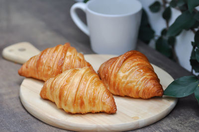 Close-up of breakfast served on table