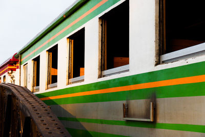 Low angle view of train against sky