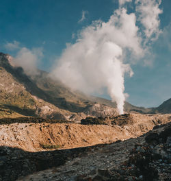 Smoke volcano of mount papandayan